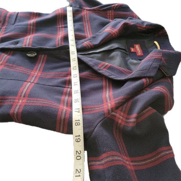 Plaid Blazer Jacket Wool Blend Navy & Red Dark Academia Hogwarts - Picture 7 of 10